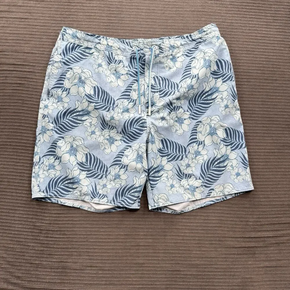Johnnie-O Jaffa Board Short Men 2XL Floral‎ Print Drawstring Lined Beach Swim.